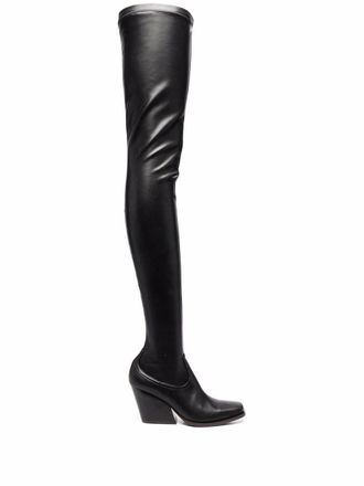 Stella McCartney Cowboy stretch thigh-high boots - women - Polyurethane/Polyurethane/Recycled Polyester/Rubber - 35.5 - Black