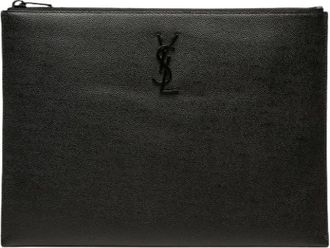 Saint Laurent Pre-owned Leren Clutch - Dames - Vintage Clutch - Zwart - ONE Size - Leer - Vintage