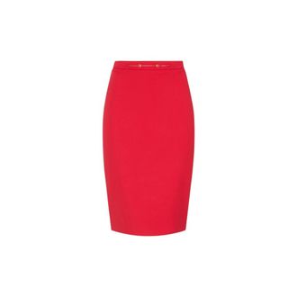 Elisabetta Franchi Falda L&aacute;piz El&aacute;stica de Crep&eacute; con Broche Joya - Skirts - Mujer - Rojo - XS