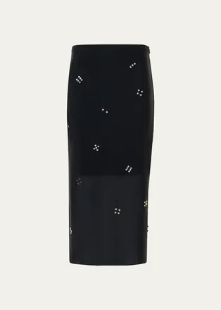 Akris Diamond Dice Dot Pencil Midi Skirt
