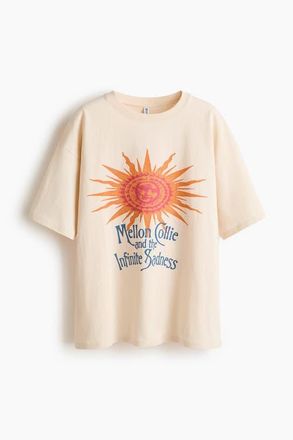 H&M Oversized t-shirt with printed motif in Beige/the Smashing Pumpkins at Nordstrom, Size Xx-Large