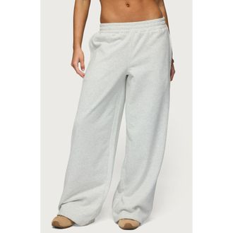 Edikted Jacie Wide Leg Sweatpants in Gray-Melange at Nordstrom, Size X-Large