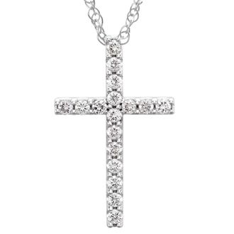 Pompeii3 1/3 Ct Diamond Cross Pendant Necklace 18 10k White Gold 21mm Tall