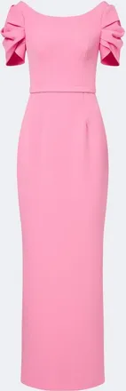 SAFiYAA Vanina belted draped cr&ecirc;pe gown