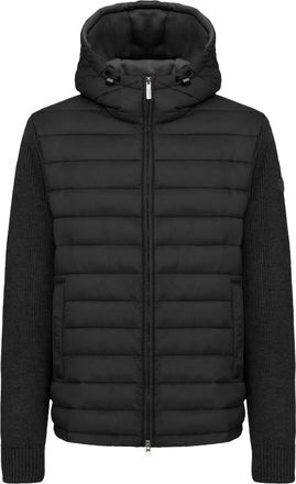 Colmar Black Quilted Knitted Sleeves Hooded Jacket