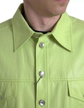 Dolce & Gabbana Green Cotton Collared Casual Button Down Mens Shirt (Pre-Owned)