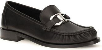 Ferragamo Womens Black Calf Leather Bos Taurus Slip-On Loafers