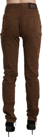 Ermanno Scervino Womens Brown High Waist Skinny Trouser Cotton Pants