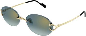 Cartier Ovale Zonnebril - unisex - Zonnebrillen - Geel - 55 MM - Nylon - Accessoires