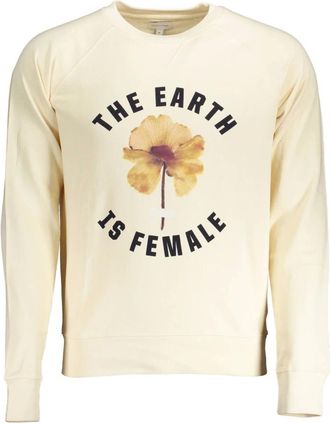 GANT Hoodies & sweatvesten, Heren, Beige, L, Beige Sweatshirt met Lange Mouwen Crewneck en Print Logo