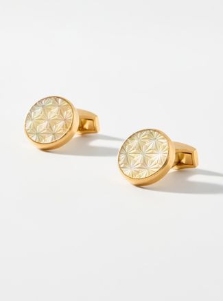 Tateossian Mens Asanoha mother-of-pearl cuff links