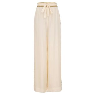 Zimmermann Luna Retro Track Pant - female - Zimmermann - Wide Trousers - Beige - M - Trousers