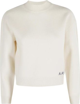 A.P.C. Ecru Esther Sweater met Ronde Hals - Dames - Ronde hals truien - Beige - XS - Truien & Vesten