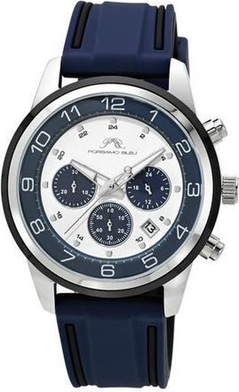 Porsamo Bleu Arthur Chronograph Leather of Silicone Strap Watch, 44mm in Dark Blue at Nordstrom Rack