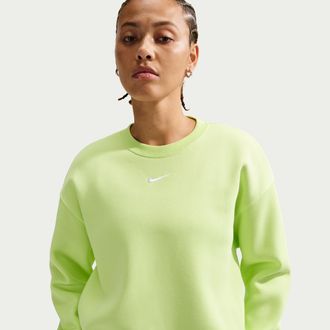 Nike Womens Nike Sportswear Phoenix Fleece Oversized Crew-Neck Sweatshirt in Yellow | FZ4270-736