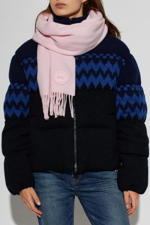 Canada Goose Wool Scarf With Fringing, Unisex, Pink