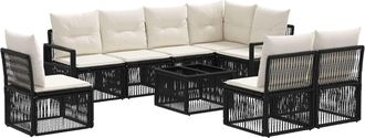 vidaXL Conjunto De Sof&aacute;s De Jard&iacute;n 9 Uds. Negro Rat&aacute;n Sint&eacute;tico Vidaxl
