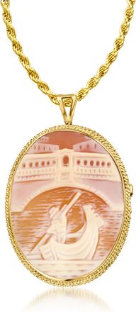 Ross-Simons Orange Shell Gondolier Cameo Pin/Pendant Necklace in 18kt Gold Over Sterling Silver
