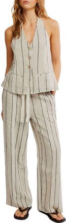 Free People Take Me To Paris Stripe Halter Vest & Pants Set in Rocky Stripe at Nordstrom, Size X-Small