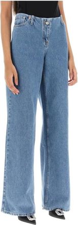 Magda Butrym Ultra Low Waist Wide Leg Denim - Dames - Loose Fit Jeans - Blauw - XS - Denim - Jeans