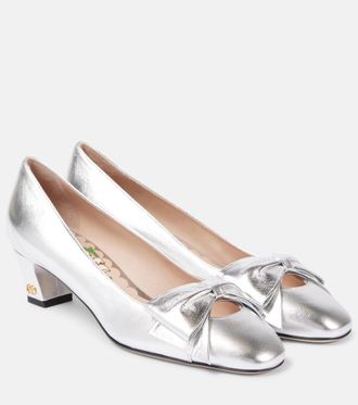 Valentino Garavani Bowow 45 metallic leather pumps
