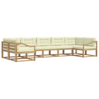 vidaXL Conjunto De Sof&aacute;s De Exterior Con Coj&iacute;n 7 Pcs Blanco Y Crema Vidaxl
