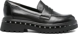 Tamaris 50mm studded penny loafers - women - Polyurethane/Rubber/Calf Leather/Fabric - 40 - Black