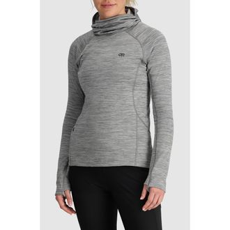 Outdoor Research Vigor Grid Fleece Quarter Zip Hoodie in Grey Heather at Nordstrom, Size X-Large