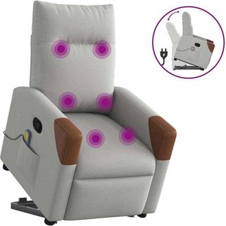 vidaXL Sill&oacute;n De Masaje Reclinable De Pie De Tela Gris Nube Vidaxl