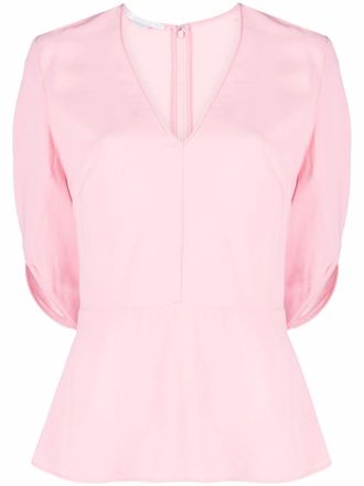 Stella McCartney Melody V-neck peplum blouse - women - Viscose - 36 - Pink