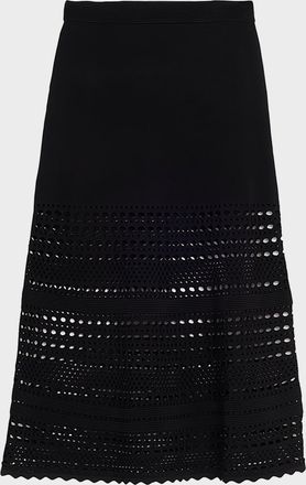 SIMKHAI Westly Open-Stitch Midi Skirt