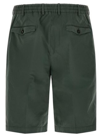 Pantaloni Torino Pleated Cotton Bermuda Shorts - Green
