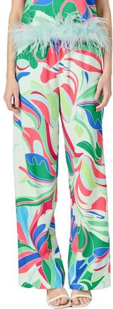 English Factory Abstract Print Wide Leg Pants in Green/Blue Multi at Nordstrom, Size X-Small