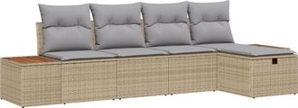 vidaXL Garden Sofa Set with Cushion 5 pcs Beige Poly Rattan vidaXL