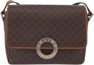 Celine Pre-owned Cross Body Bags, female, Brown, Size: ONE SIZE Pre-owned Vintage Macadam Circle Logo Shoulder Bag