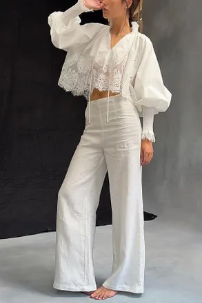 Mare Mare Lace Inset Long-Sleeve Blouse