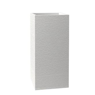 Leisure Mod Basalt Series Poly Stone Planter 11 Square 23.6 High in White