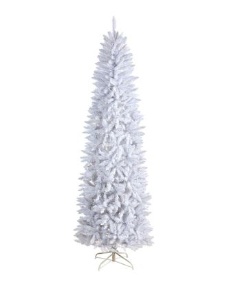 Nearly Natural 8Ft Slim White Artificial Christmas Tree With 1348 Bendable Branches