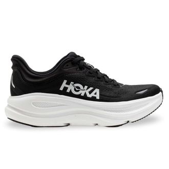Hoka One One Hoka Bondi 9 Textile Synthetic Womens Running Trainers - Black White - Size:UK 5.5