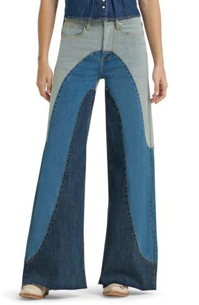 Wrangler x Lainey Wilson Groovy Raw Hem Wide Leg Jeans in Denim at Nordstrom, Size 27