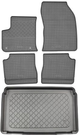 OEM Peugeot E-208 Hatchback (5 Puertas) Desde 01.2020 Set - Alfombrillas De Goma Para Coche + Alfombrilla Para Maletero