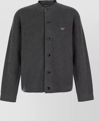 Emporio Armani ribbed virgin wool cotton zip jacket