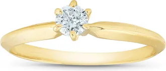 Pompeii3 14k Yellow Gold 1/5ct Round Solitaire Diamond Engagement Ring Size Selectable