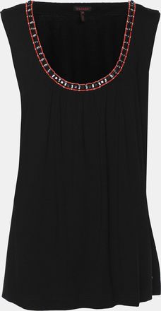 Escada Black Jersey Beads Embellished Sleeveless Tops
