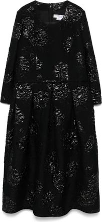Comme Des Gar&ccedil;ons Abito midi in broccato a fiori - Nero