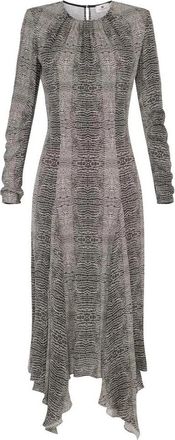 Elisabetta Franchi Jurk van georgette stof met pythonprint - Dames - Casual kleedjes - Grijs - S - Kleedjes
