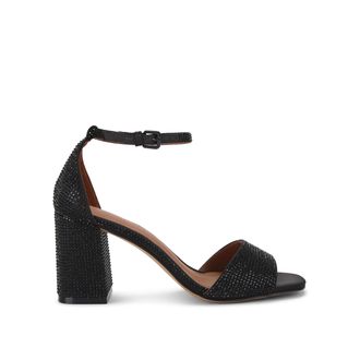 Kurt Geiger Womens Square Block Heel Sandals - Black Fabric - Size UK 7