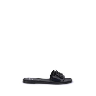 Valentino Garavani Black Calf Leather Bos Taurus Flat Womens Sandals