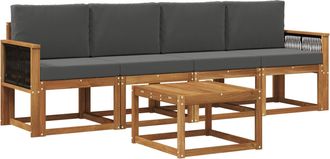 vidaXL Conjunto De Sof&aacute;s De Exterior 4 Uds. Natural Y Antracita Vidaxl