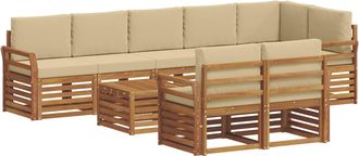 vidaXL Conjunto De Sof&aacute;s De Exterior 9 Uds. Natural Y Beige Poli&eacute;ster Vidaxl